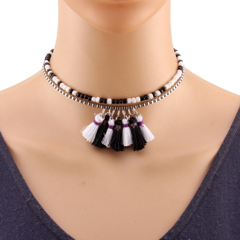 

Florate Chunky Statement Tassel Women Necklaces & Pendants Design Collar Multi Layers Bib Gold Chain Bead Choker Necklace Online
