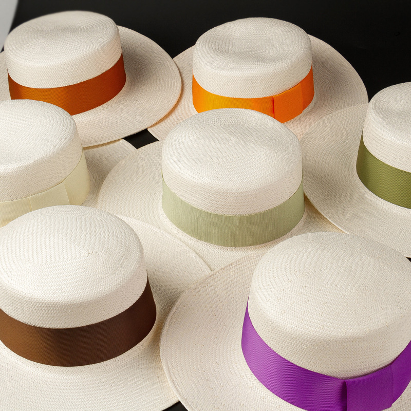 

202006-hh7308D summer England HANDMADE fine paper COLOR bowknot lithe lady fedoras cap women panama jazz outdoor hat, White