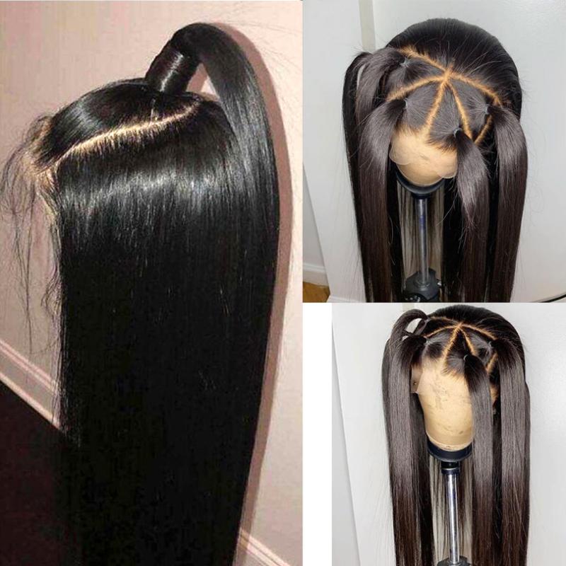 

Malaysian Remy Hair Silky Straight 4*4 Silk Base Wigs Full Lace Human Hair Wigs For Women Silk Top lace with Baby 180, U part wig