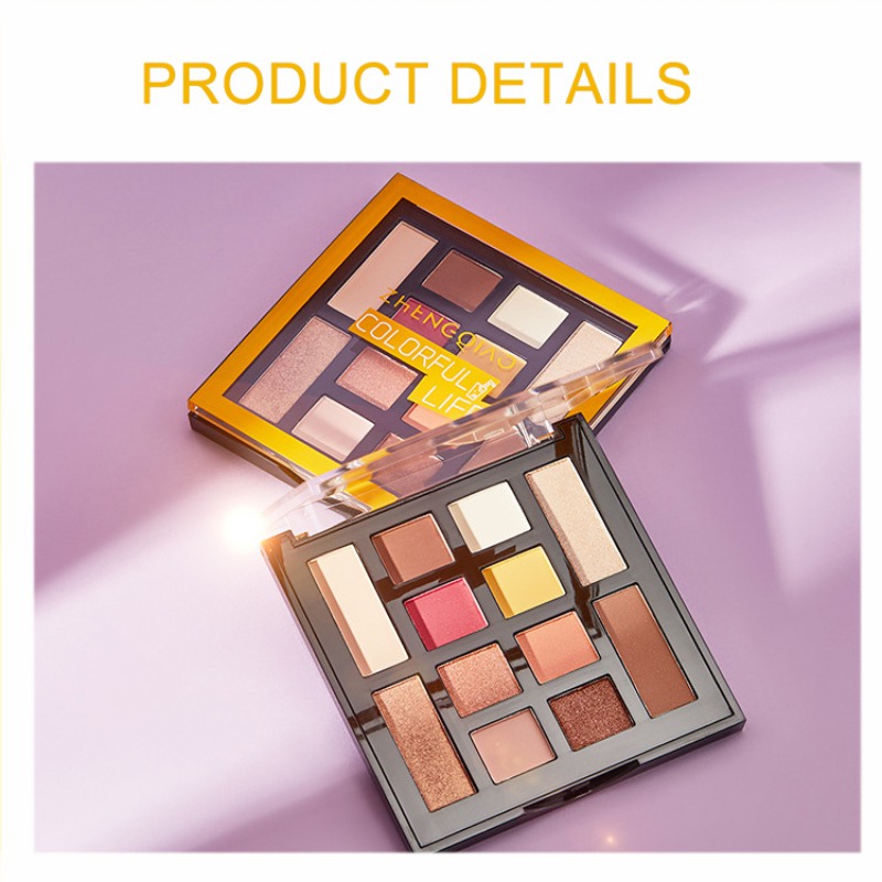 

12 Colors Glitter Eyeshadow Pallete With Brush Shimmer Glitter Eye Shadow Powder Long-lasting Waterproof Cosmetic