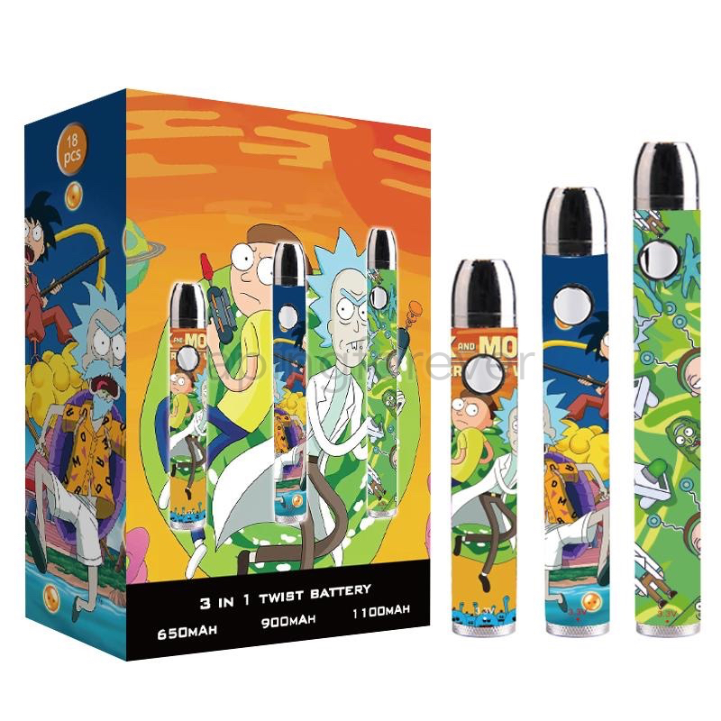 

E Cigarette Preheating Batteries 650mAh 900mAh 1100mAh Rechargeable Slim Vape Pen Variable Voltage 510 Vape Battery Cartridge Pen 18 Pieces