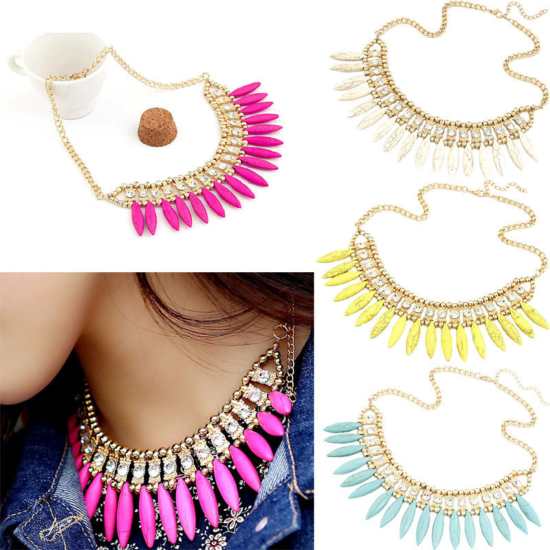 

New Hot Fashion Women Crystal Pendant Chain Choker Chunky Statement Bib Necklace Free shipping