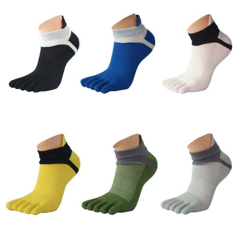 

1 pair Sports Ideal Socks Trainer Running Breathable Five Finger Sock Solid Color Mesh Pure Comfortable Low cut All-match, Black