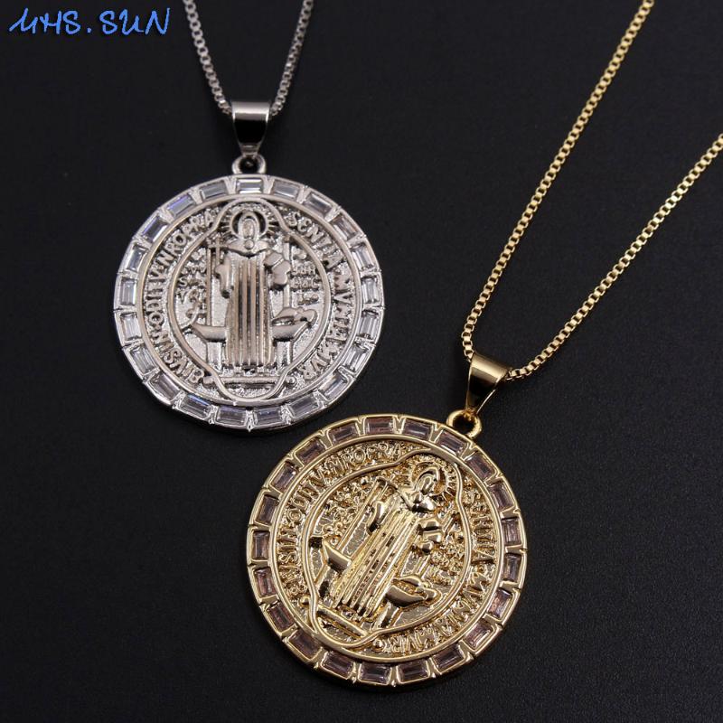 

MHS.SUN New arrival religion jewelry women fasion cubic zircon Jesus pendant necklace gold chain choker femme party Jewelry 1pc