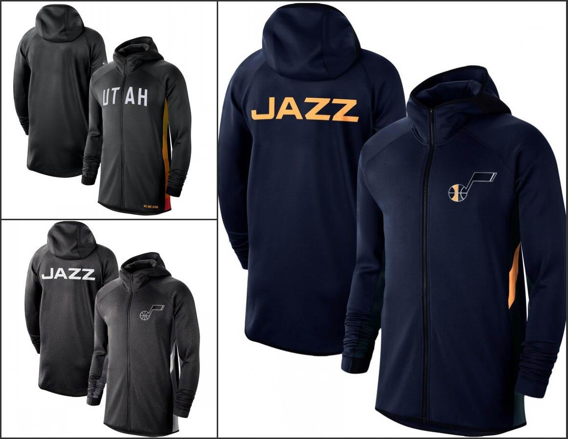 

Utah JazzMen Training Sweatshirt Black White 2020 Earned Edition Showtime Full-Zip Performance Hoodie