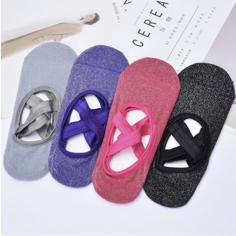 

Cotton Yoga Socks Women Anti Slip Dance Professional Ballet Heel Protector Female Sports Dancing Medias Pilates Socks, Black