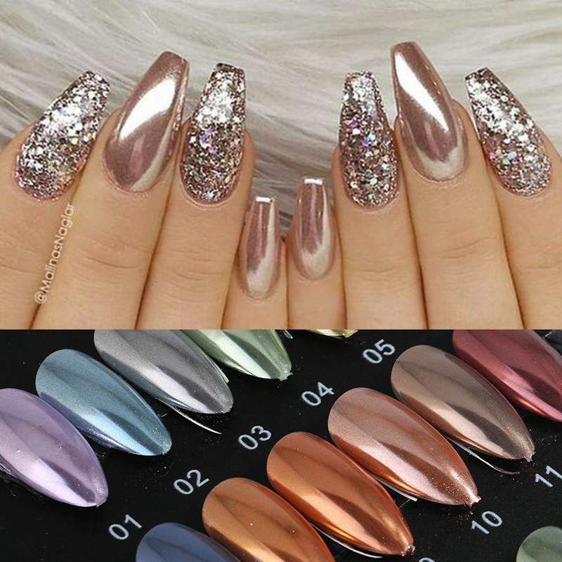 

1 Box Mirror Solid Nail Glitters Powder Dust for Metallic Nail Art Powder Chrome Pigment DIY Decorations