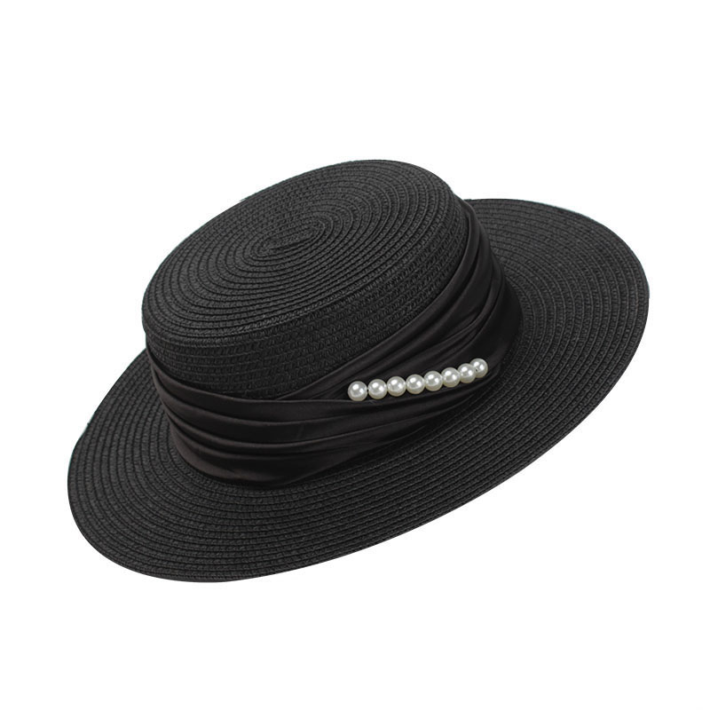 

Women Wide Brim Straw Panama Roll up Hat Fedora Beach Sun Hat Hats Raffia Straw Panama for Women M56, Black