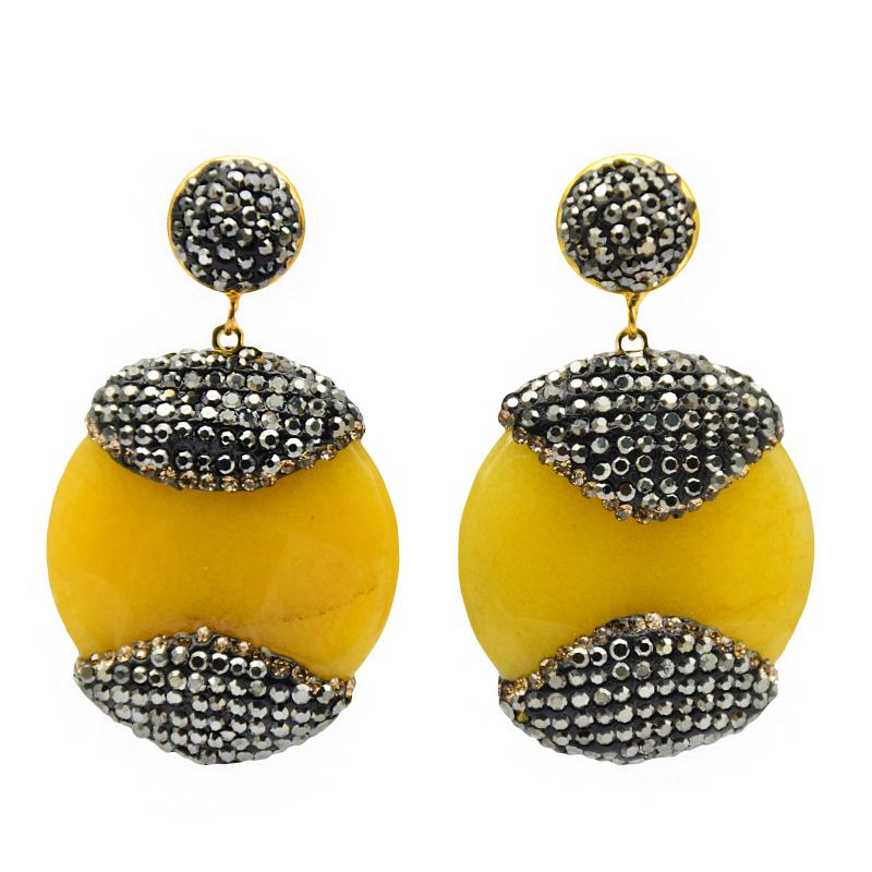 

YM SHIPIN Handmade Natural stone drop earrings round Dangle earrings for women fashion jewelry 2020 new girl charm