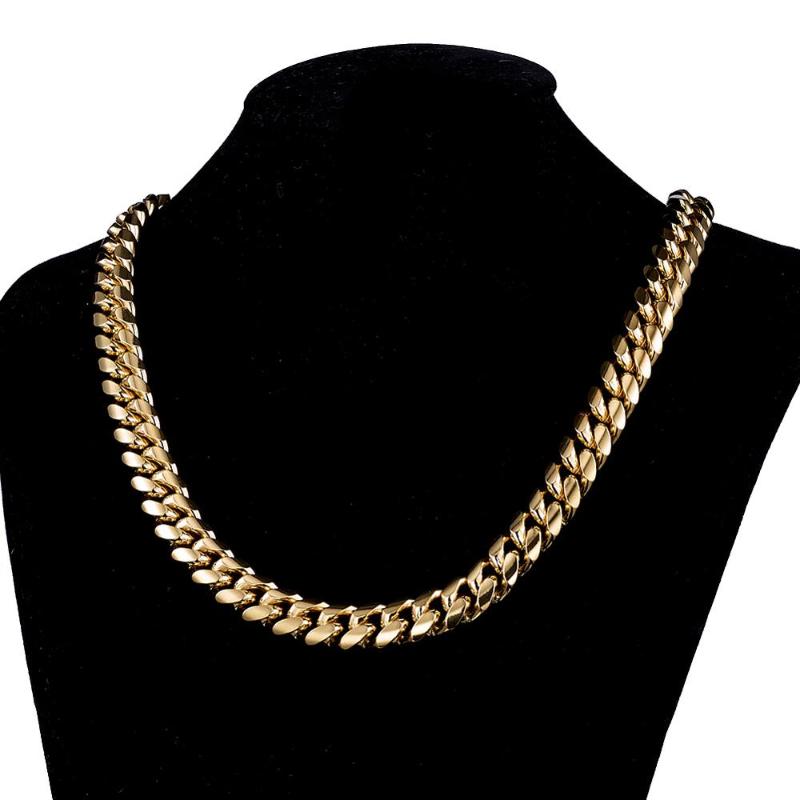

Hot Selling 12mm Stainless Steel Curb Cuban Chain Necklace Bracelet Boys Mens Fashion Chain Dragon Clasp Link jewelry