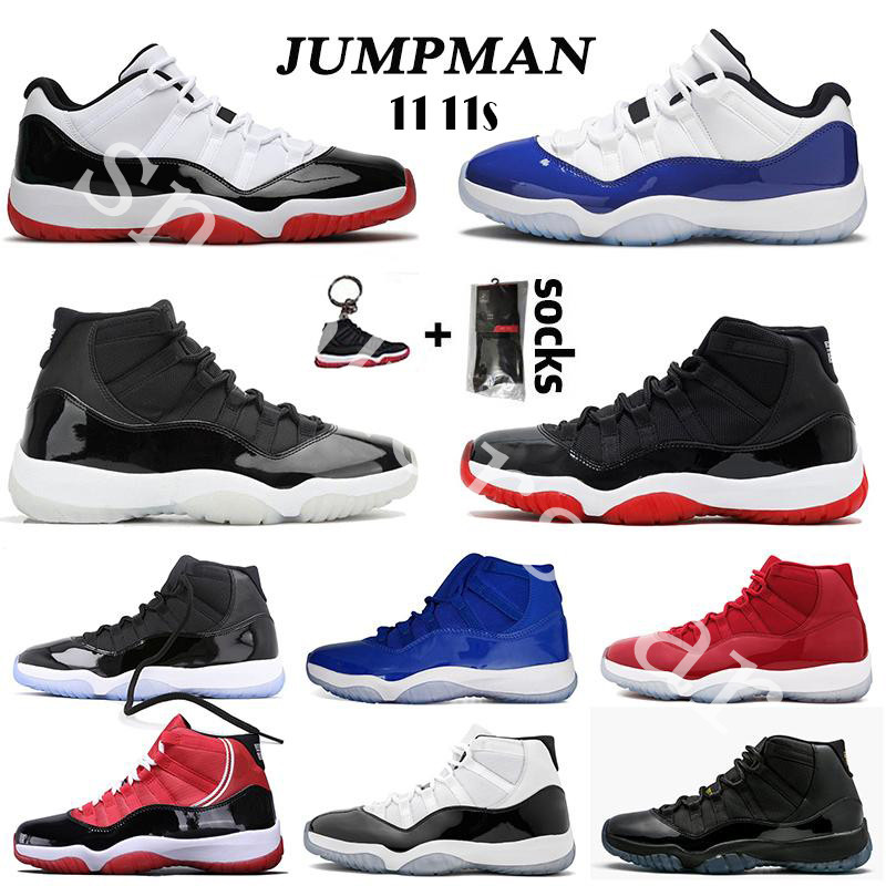 

25th Anniversary 11 Mens Basketball Shoes 2020 Jumpman Bred Low Concord UNC 11s Cap and Gown Legend Blue Space Jam Men Women Sports Sneakers, 31