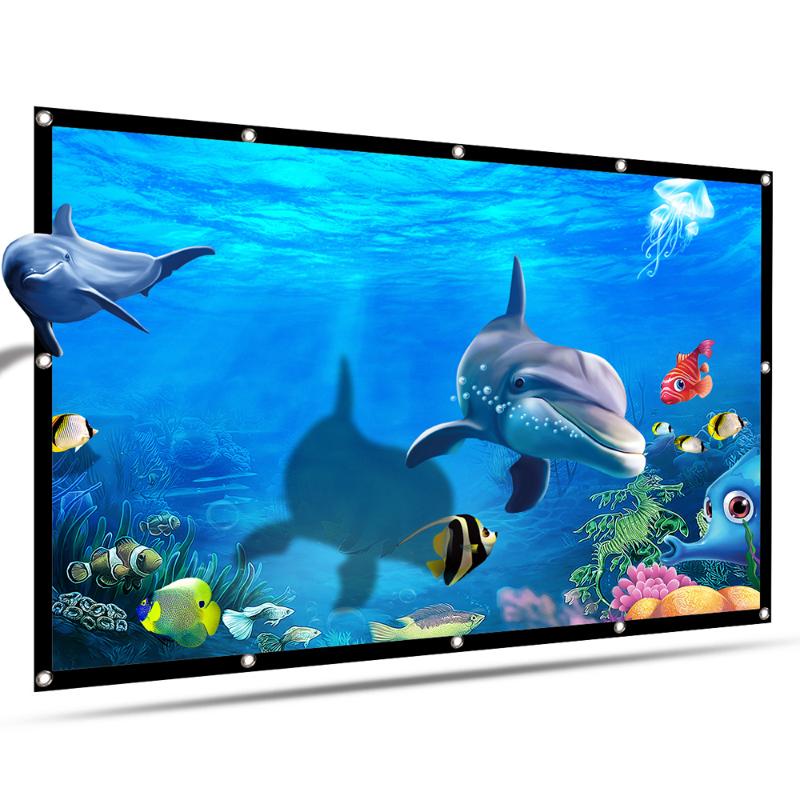 

Fast ship80/100/120/150 inch Portable HD Projector Screen 16:9 Projection Screen Foldable Thick Durable for Outdoor Home Theater