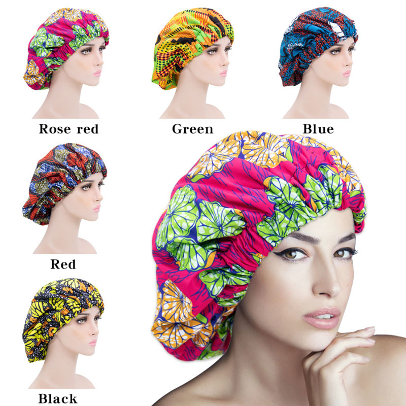 

New Large Size African Pattern Print Cap Women Satin Lined Headwrap Bonnets Night Sleep Caps Winter Hat Ladies Turban Fashion Accessories