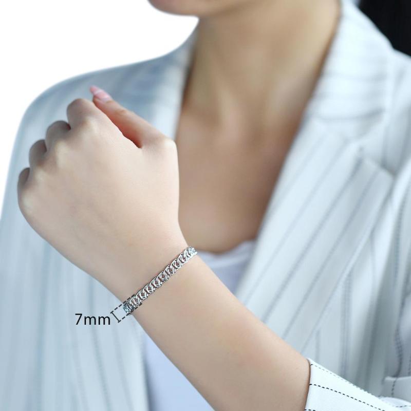 

7mm Wide White Gold Filled GF Bracelet for Women Men Unisex Snail Link Jewelry Gifts Womens Mens Link Chain Wristband LGB372