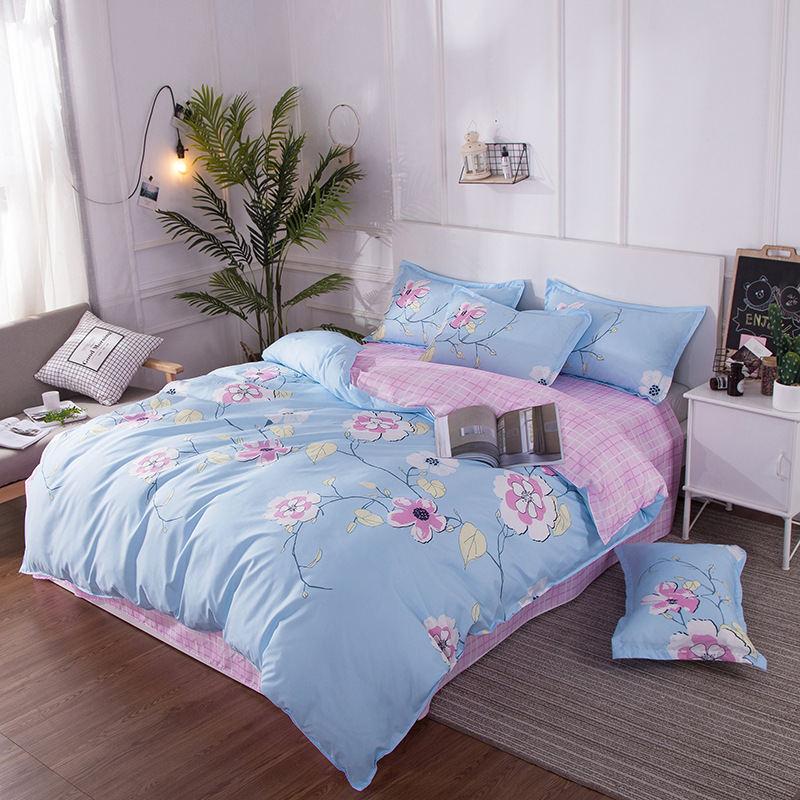 

Color Flower Plant Lattice Printed Bed Cover Set Duvet Cover Adult Child Bed Sheets and Pillowcases Comforter Bedding Set 61003, 2tj-61002-010