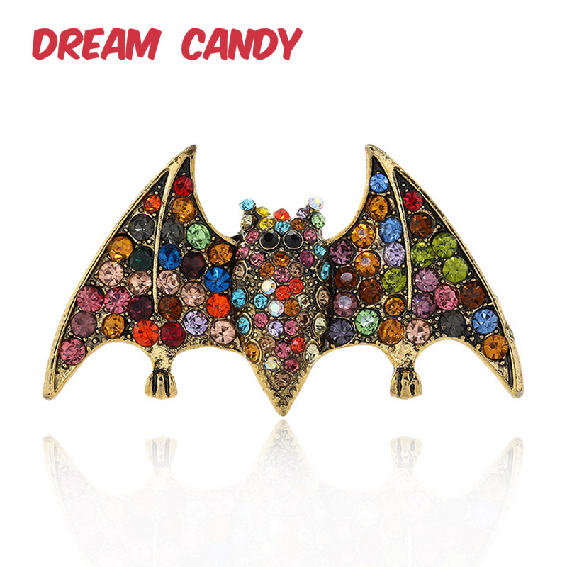 

Dream Candy 3 Colors Rhinestone Bat Brooches for Women Creative Jewelry Animal Brooch Coat Accessories Men for Gifts Fashion