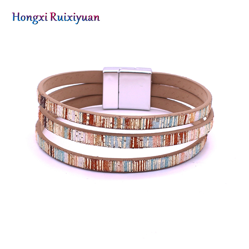 

Bracelet fashion simple style leather magnetic buckle bracelets for women multi-layer beautiful friendship bracelet jewelry