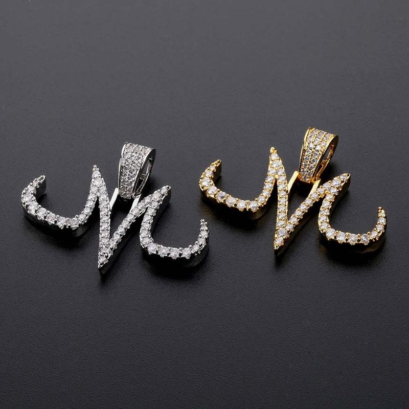 

New Iced Out Majin Pendant Necklace Mens White And Gold Finish Chains Hip Hop Jewelry Gold Silver Color Charms
