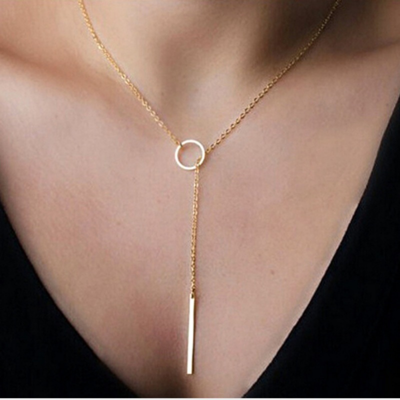 

Gold Metal Chain Necklace New Woman Hot Fashion Accessory Bar Circle Lasso Long Strip Pendant Necklaces Jewelry Y8 2020