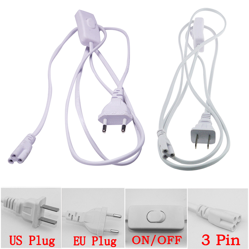 

T5 T8 Connector Cabl 3 pin 150cm US EU Plug with Switch Power Cord Extension Cable For Integrated Led Tube DHL Free Shipping