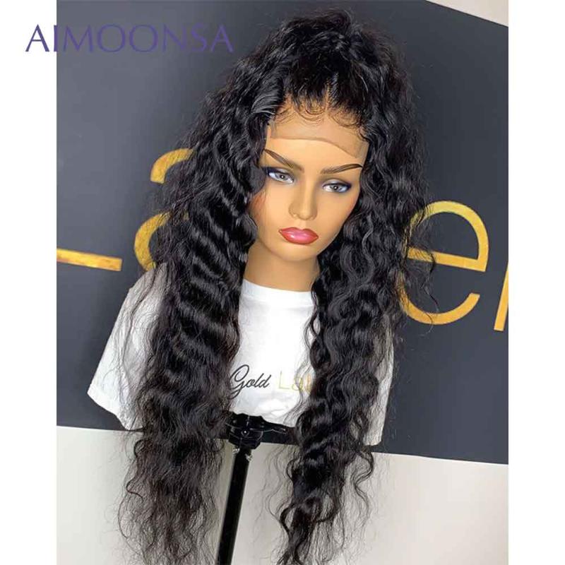 

Deep Wave Lace Front Wig 13x4 Lace Frontal Human Hair Wigs For Women Frontal Wig Pre Plucked With Baby Hair 150% Remy, As pic