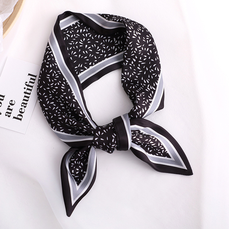 

Scarves 2021 Skinny Scarf Petal Print Women Silk Small Handle Bag Ribbons Female Head Wrap For Lady Dots Foulard