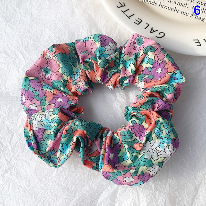 

French Large Intestine Circle Floral Plaid Hair Tie Retro All-Match Elastic Hair Rope Scrunchies For Women HJL2020