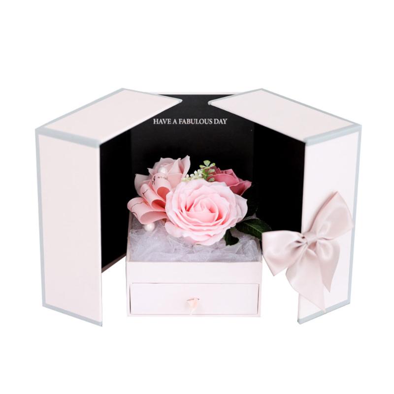 

Romantic Wedding Soap Rose Flowers Bath Body Supply Valentine's Day Gift Creative Jewelry Necklace Box Set for Girl's
