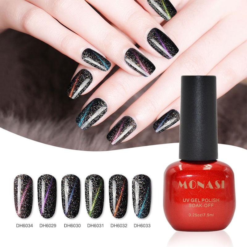 

Monasi Glitter Gel Nail Polish 7.5 ml party super bright Glitter Cat Eye UV Gel Nail polish For Polishes Art 6 Colors, Dh6030