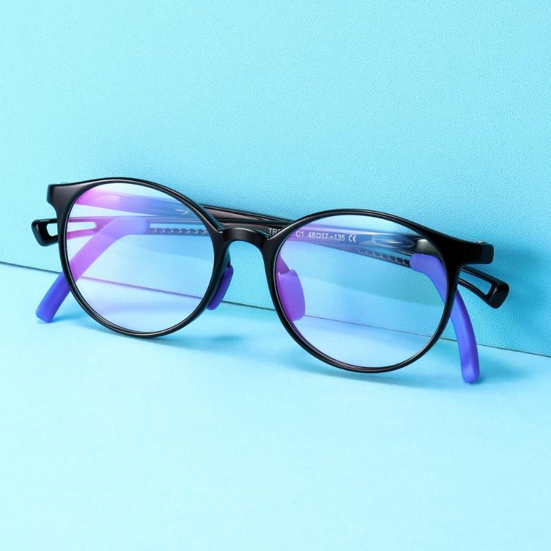 

Kids Computer Glasses for Eye Strain Anti-blue Light Children Adjustable Temple TR Round Optical Eyewear Frames Girls Boys Teens