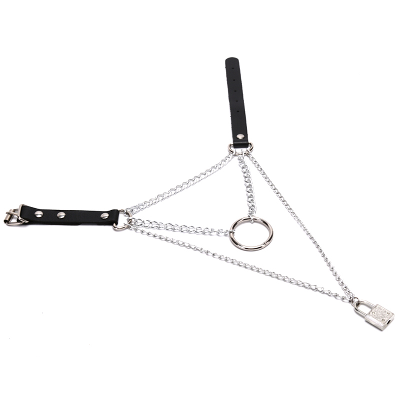 

NEW Multilayer Punk Choker Gothic Lock Chain Necklace Collar Goth Pendant Necklace Women Black Leather Jewelry