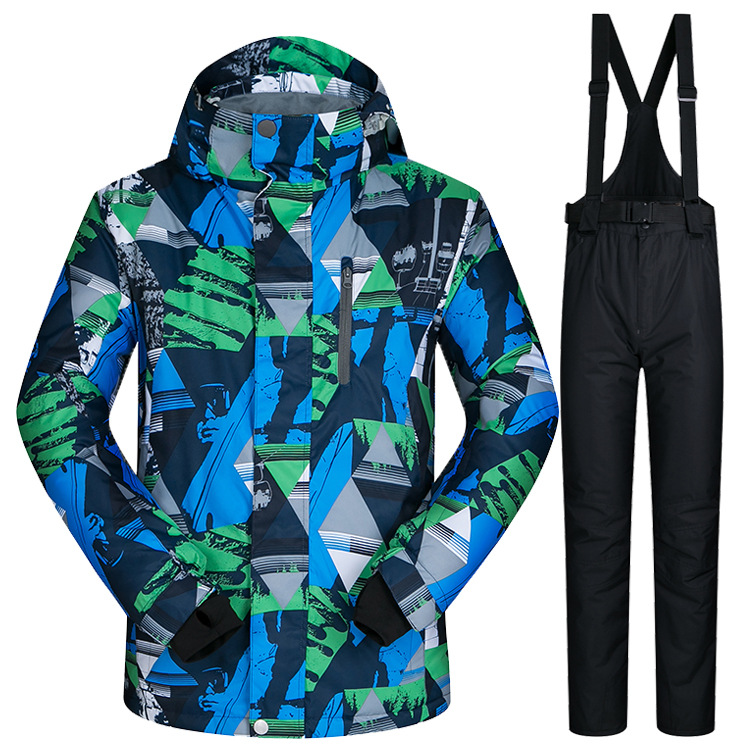 

Factory Wholesale Trendy Ski Clothing Men's Suit Veneer Double Board Waterproof Anti-Thickening Warm Spot New Style, Blue triangle yellow pants