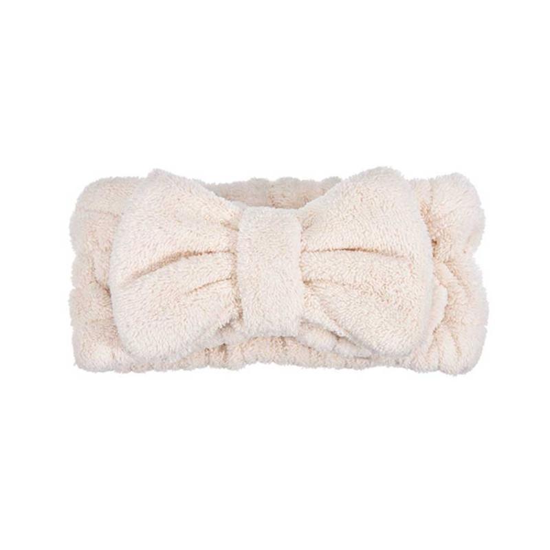 

Women Shower Girls Solid Make Up Bowknot Fashion Elastic Wide Side Cute Coral Plush Face Wash Wrap Headband