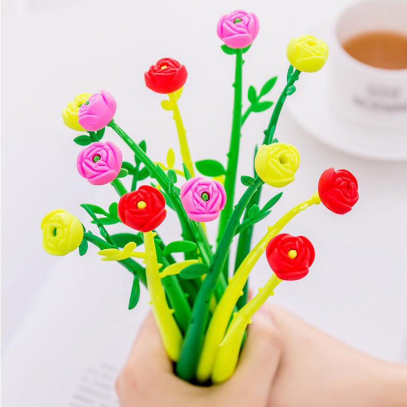 

3pcs Creative Cartoon Cute Flower Gel Pen 0.38mm Black Refill School Office Supplies Children Students Learning Gifts Stationery