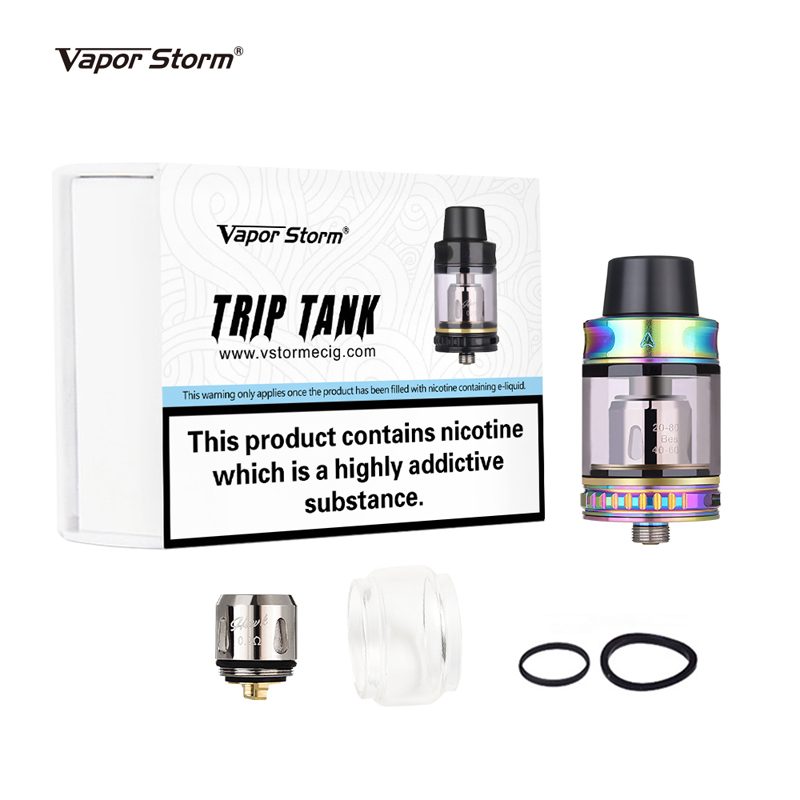 

100% Original Authentic Vapor Storm Trip Tank 2ml Capacity Mesh Coil With 6ml Extra Glass For Thick Oil Vape Mod