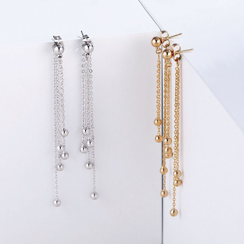 

MxGxFam Long Line Tassel Drop Earring For Women Elegant Jewelry Gold Color 18 k Good Quality