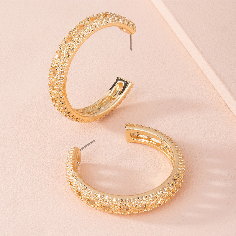 

New Trendy Ins Gold Minimalism Minimalist Hoop Earrings Korean Fashion Chic Women Party Jewelry Earring