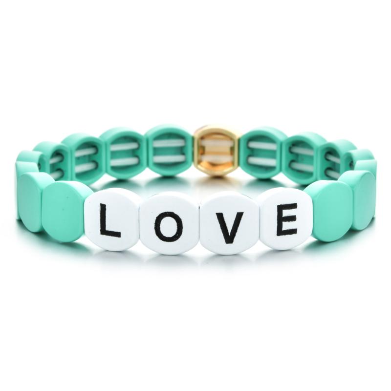 

ZMZY Rainbow Love Friendship Bracelets for Women Tile Bracelet Pulseiras Letter Love Candy Beads Boho Spring Jewelry