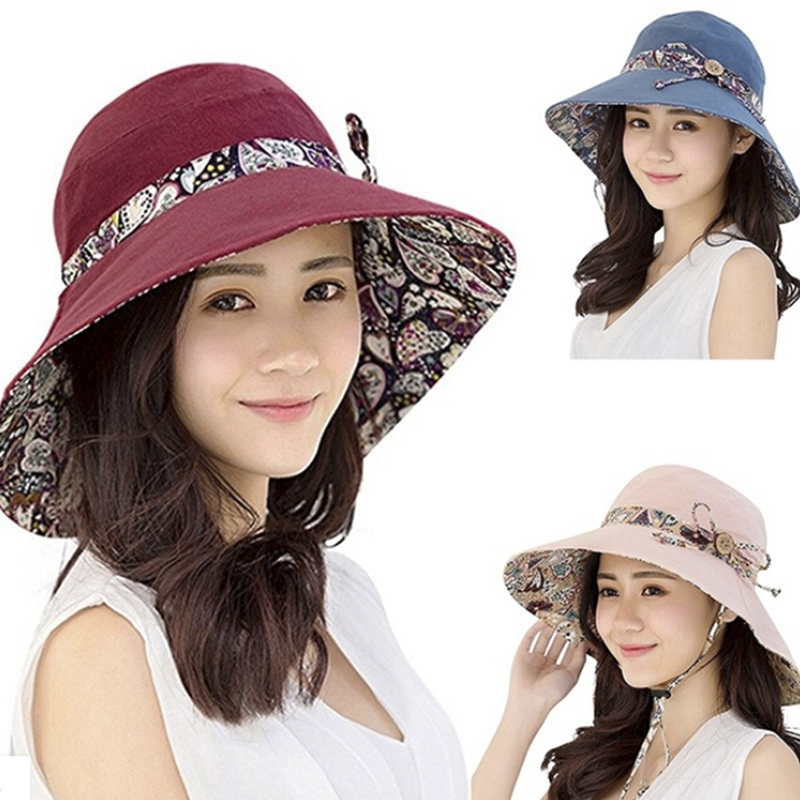 

1PC Women Summer Beach Travel Bowknot Wide Brim Sun Hat Reversible Foldable Cap, Pink