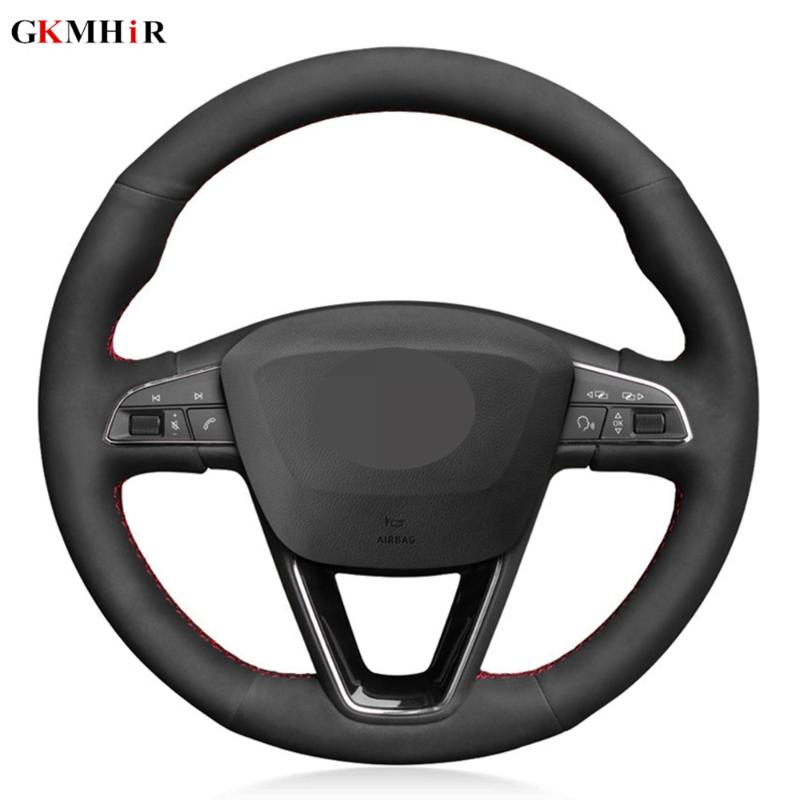 

DIY Soft Black Suede Car Steering Wheel Cover for Seat Leon 5F 3 2013-2020 Ibiza 6J Tarraco Arona Ateca Alhambra 2020-2020