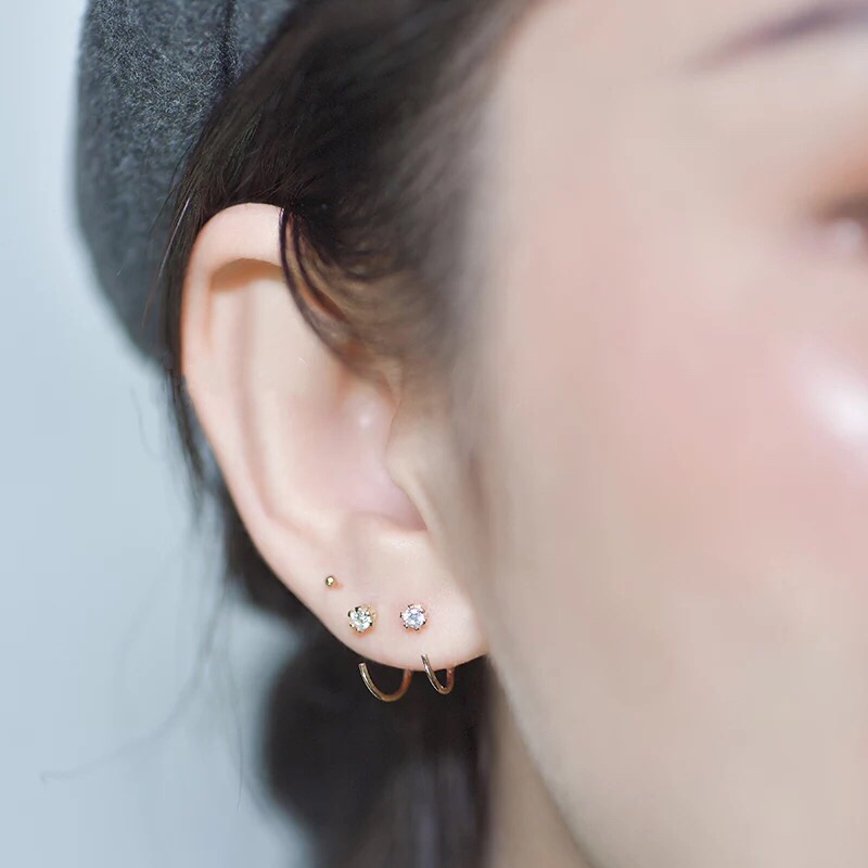 

Fashion hoop earrings for women Star earring Flower style 925 silver jewelry small Clear zircon ear bone piercing opening hook