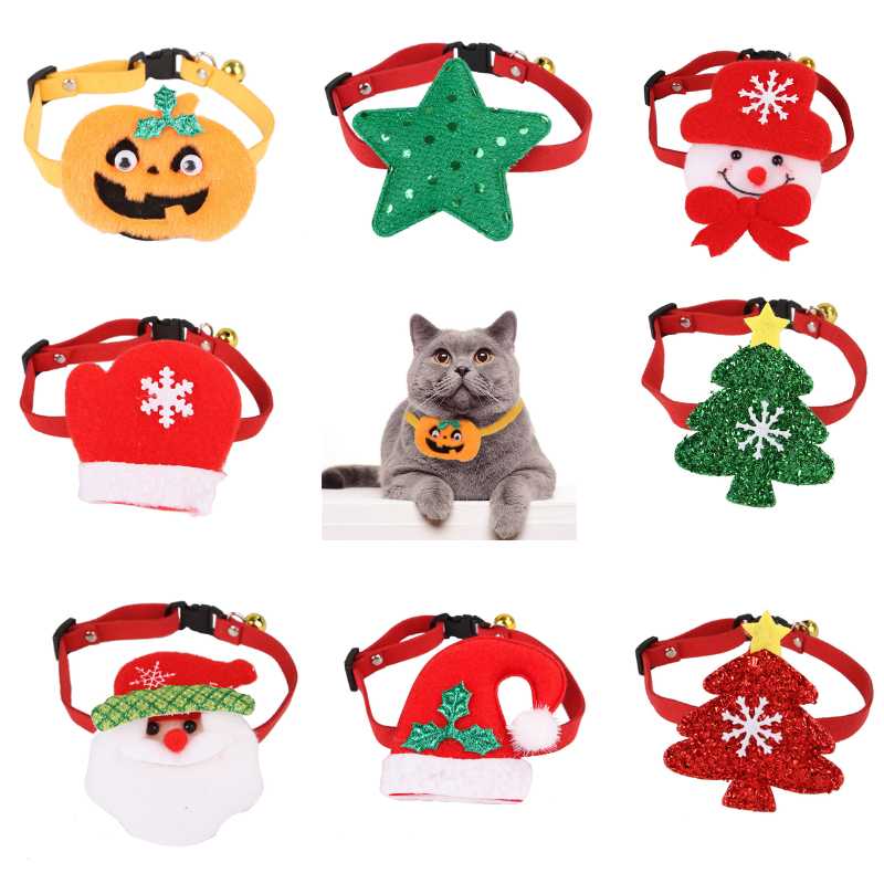 

Cute Merry Christmas Cat Collar Snowman Collar New Year Santa Claus Pet Cat Dog Accessory Gift