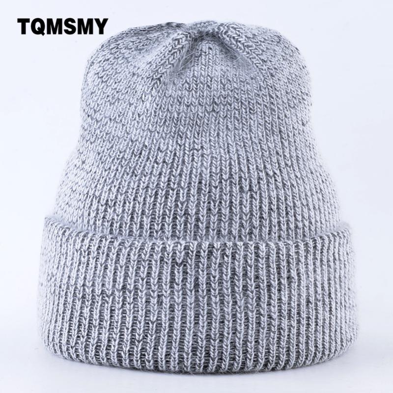 

TQMSMY Casual skullies women beanies knitted wool hat Fur hats for women's winter beanies warm Bonnet Solid color gorros, White