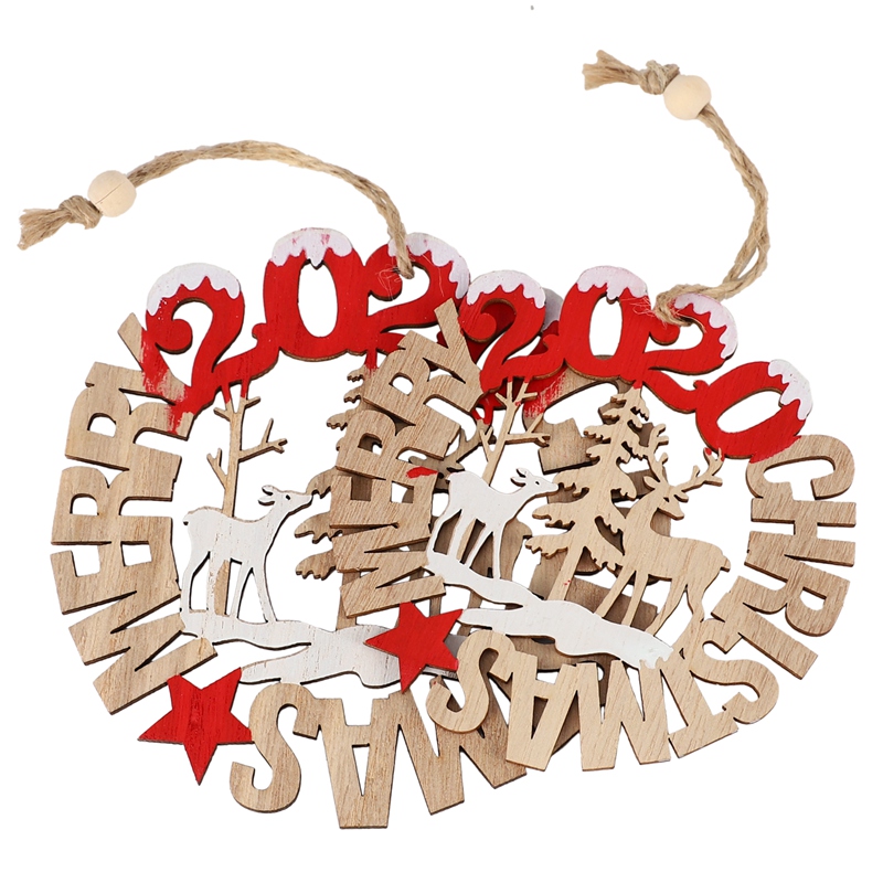 

2Pcs New Year Christmas Ornament Wooden Hanging Pendants Christmas Decorations for Home New Year Decoration Xmas Tree Ornament