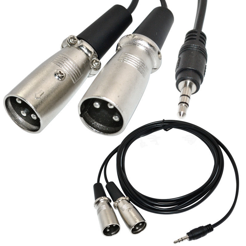 

stereo 3.5mm plug 1/8 to 2 XLR 3 pin male Y splitter patch cable cord 10FT