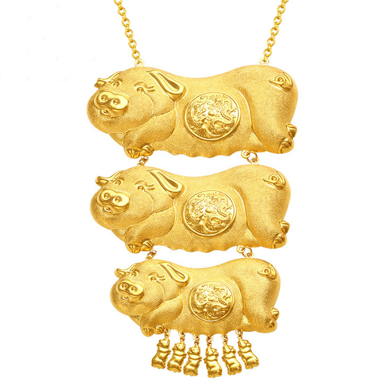 

Gold Shop Window Simulation Gold Pig Brand Longfeng Pig Brand Gold-plated Wedding Wedding Bride Necklace Jewelry Necklace