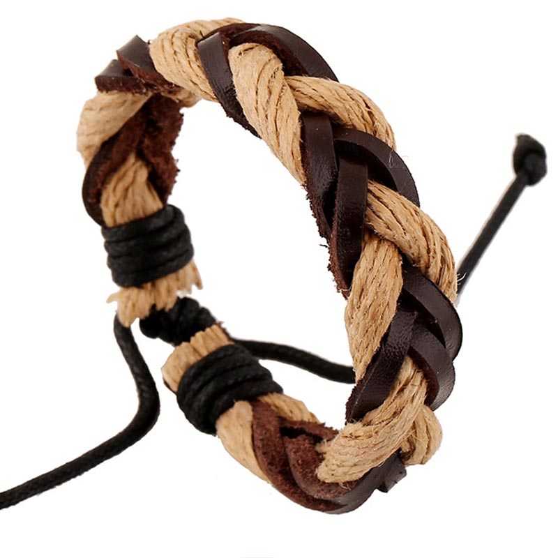 

Casual Vintage Hand-woven Bracelet Rope Leather Bangles Woman Man Retro Jewelry Bohemia Handmade Wristband Holiday Bileklik