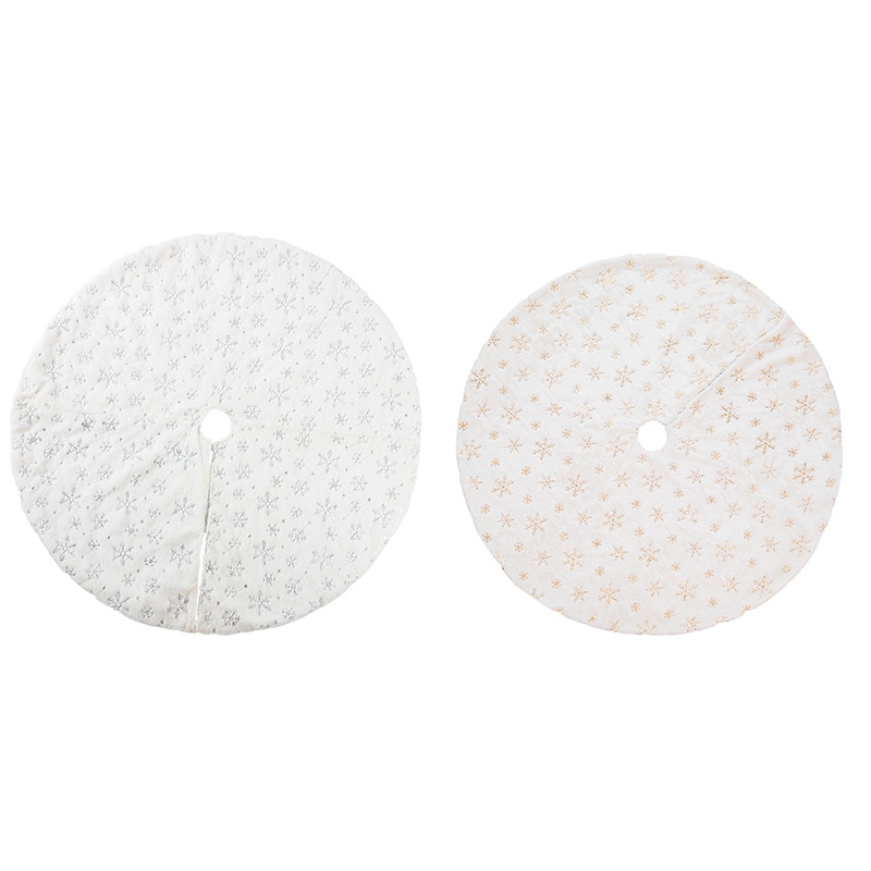 

90cm White Flannel Embroidered Snowflake Christmas Tree Skirt Christmas New Year Home Decorations