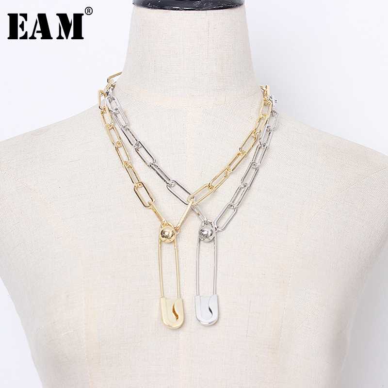 

EAM] 2020 New Spring Summer Temperament Melal Personality Split Joint Women Long Necklace Fashion Tide All-match JU239