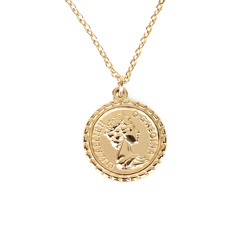 

Jeroot Retro Gold Color Portrait Round Coin Pendant Minimalist Figure Face Long Chain Necklace For Women Gift Necklace